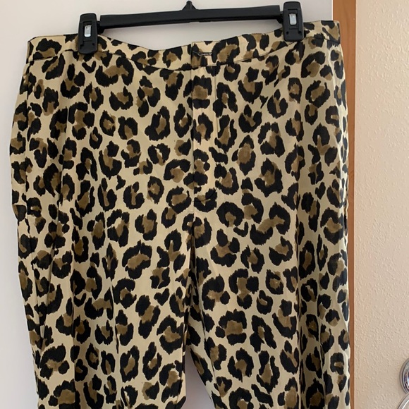 NWT ZARA leopard print pants. 100% cotton. Flare leg. Lightweight. Size XL. - Picture 3 of 11